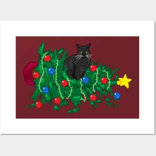 Cat Hates Your Tree - black Posters and Art